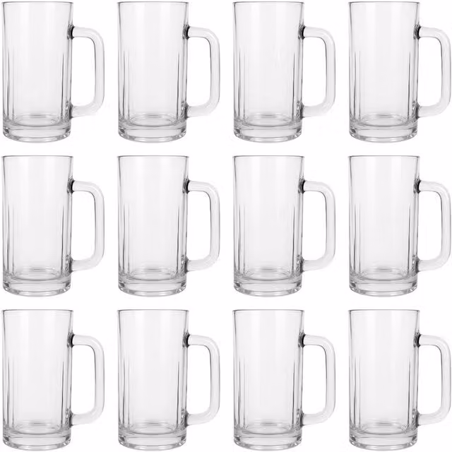 Argon Tableware Set of 12 Clear Glass Pint Beer Mugs, 540ml