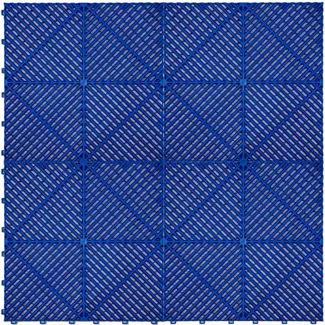 Monster Shop Blue Vented Modular Interlocking Plastic Floor Tiles for Garage or Showroom