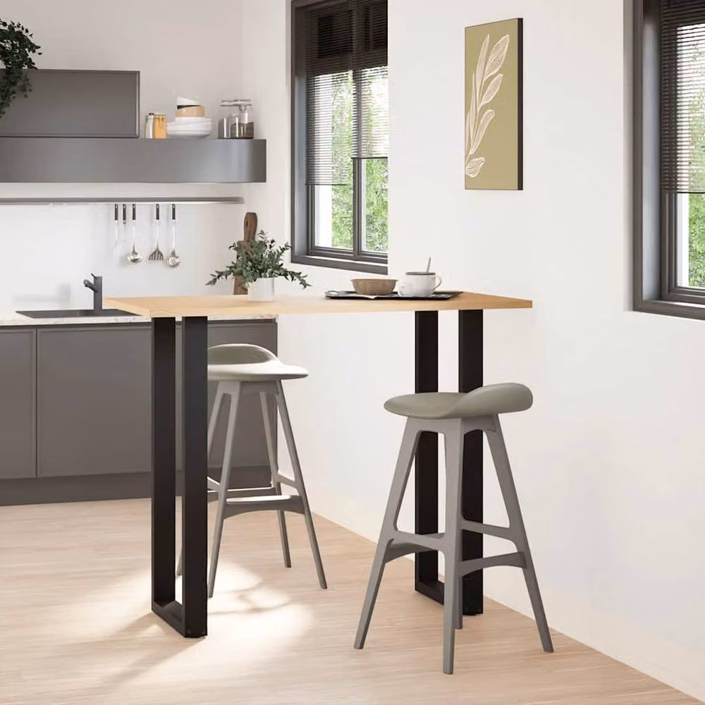 Berkfield Home U-Shaped Coffee Table Legs, 2 Piece Black Steel Set, H: 50 cm, W: 110-111 cm – 2