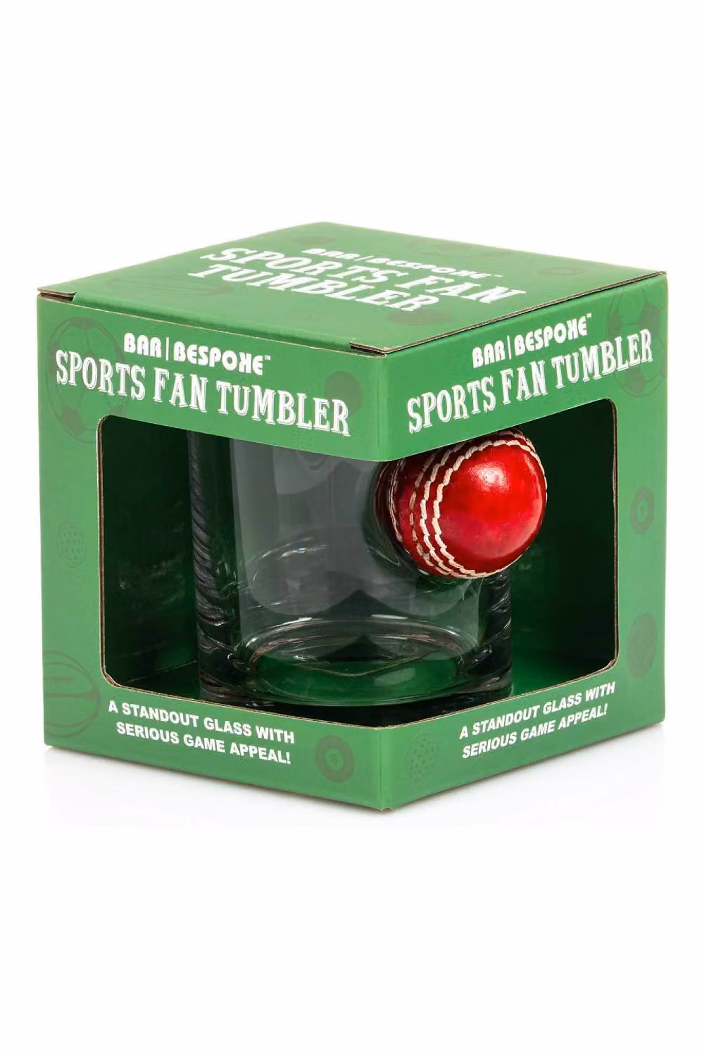 Bar Bespoke Set of 2 Cricket Ball Glass Tumblers, 350ml, Clear – 4
