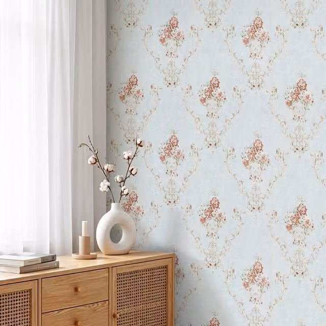 Lifeideas 3D Embossed Non-Woven Floral Wallpaper in Light Blue