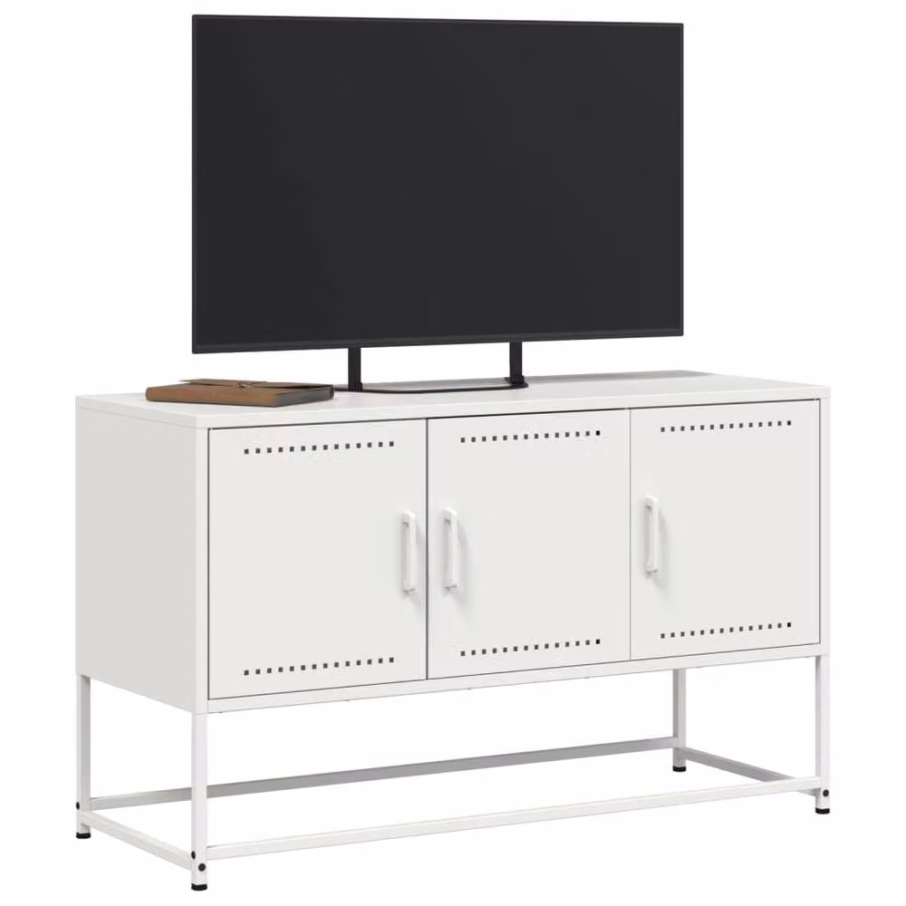 Berkfield Home Industrial White Metal TV Cabinet W: 100.5 cm, D: 39 cm, H: 60.5 cm – 4