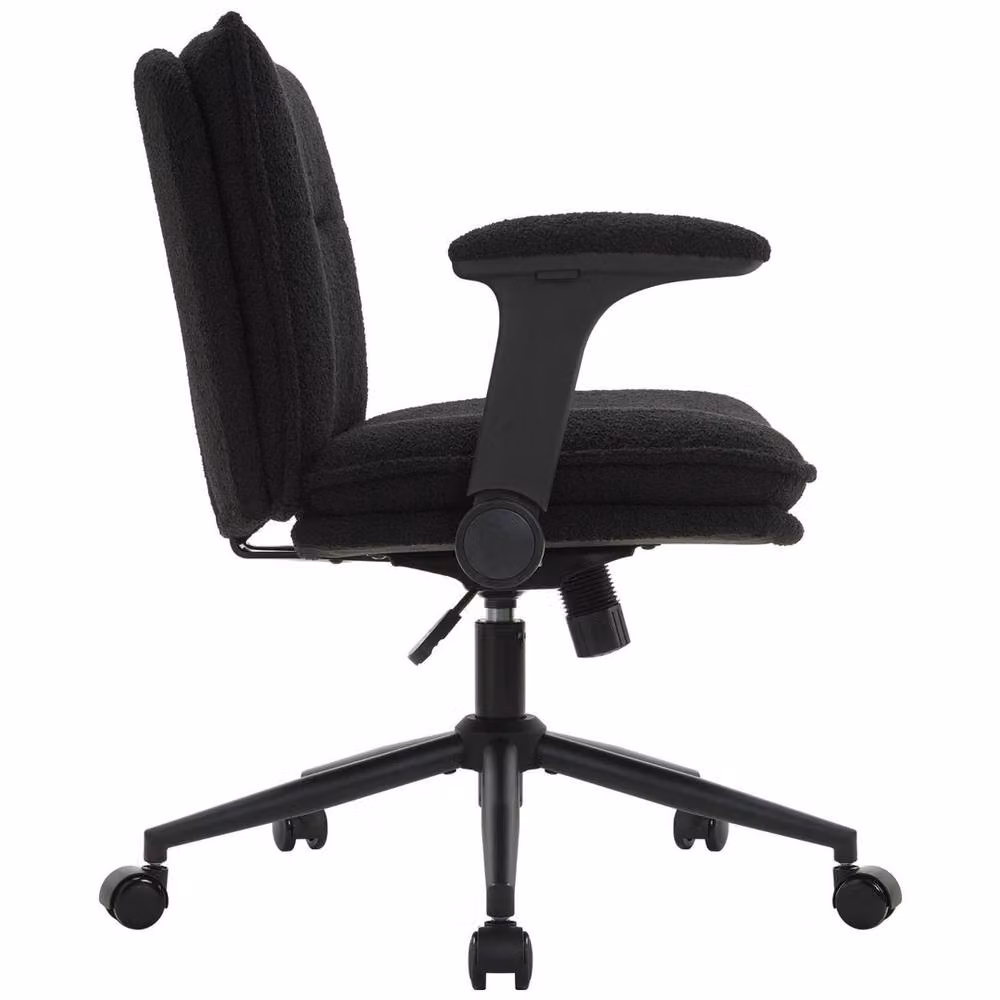 FLAVORA Black Adjustable Fabric Accent Chair with Wheels – 3