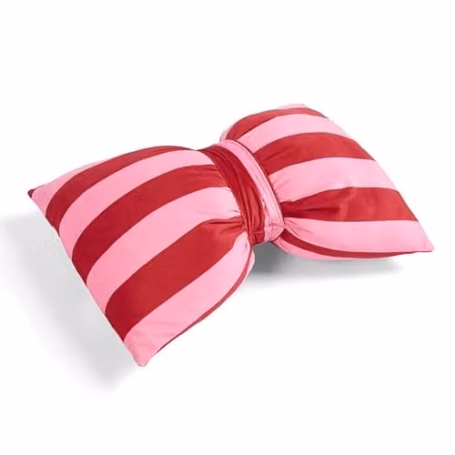 OHS Striped Bow Shaped Decorative Scatter Cushion in Red and Pink, W: 50 cm, H: 35 cm