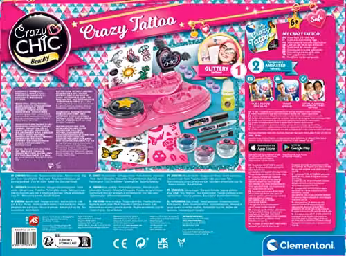 Clementoni Crazy Chic Tattoo Beauty Studio Kit in Pink for Girls Aged 6+ Years – 2