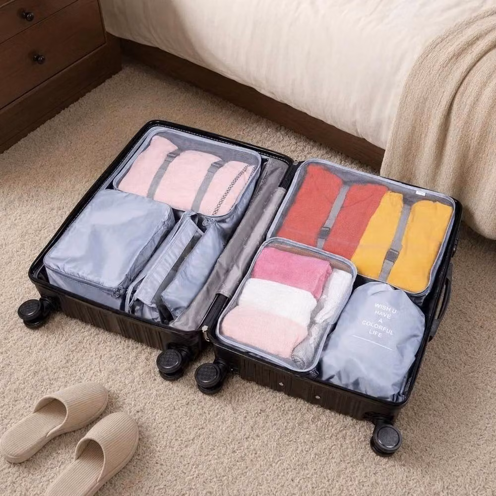 FLAVORA 7-Piece Luggage Compression Packing Cube Storage Bag Set in Grey – 3