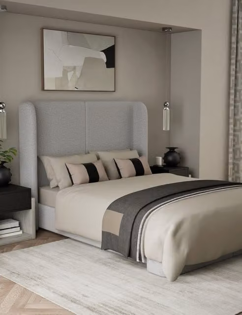 M&S x Kelly Hoppen 500 Thread Count Pure Cotton Sateen Bedding Set, Beige, 180 x 200 cm