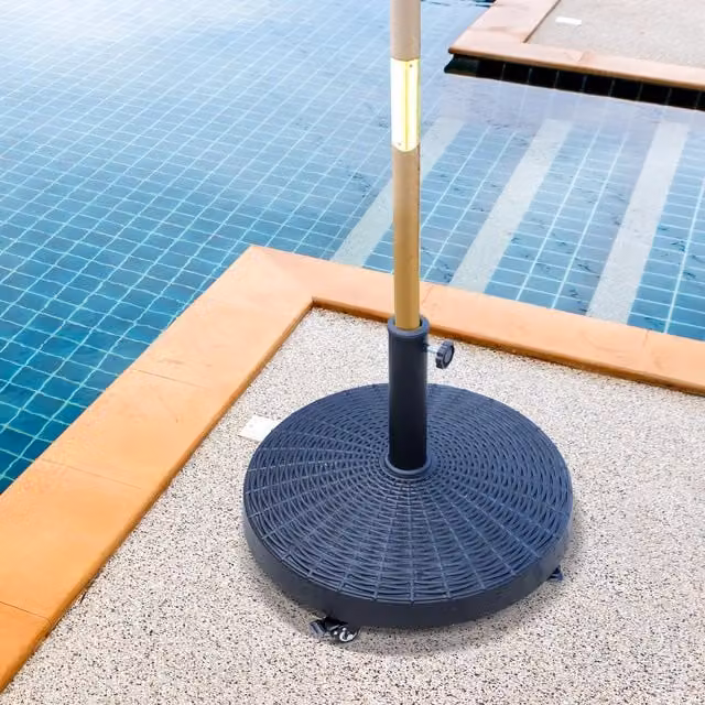Outsunny Black Resin and Steel Parasol Stand Patio Umbrella Base