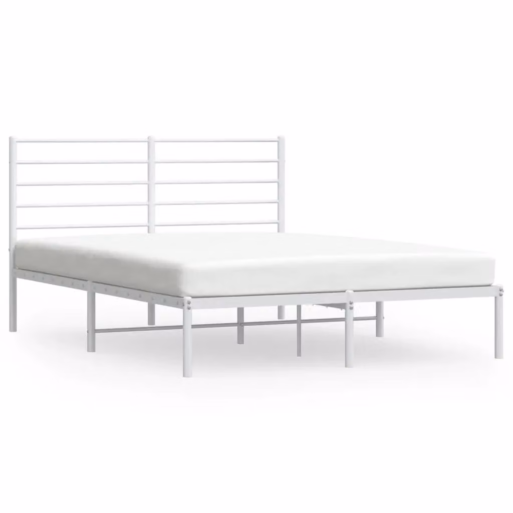 Berkfield Home Metal Bed Frame with Headboard in White, W/D/H: 120 x 200 cm – 2
