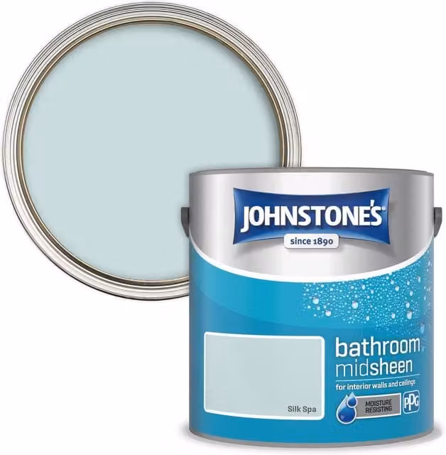 Johnstone's Silk Spa Blue Bathroom Mid-Sheen Satin Gloss Paint