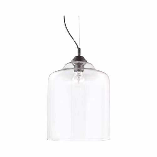 Ideal Lux BISTRO' SP1 SQUARE Suspended Glass Pendant Light, Transparent, Height Adjustable