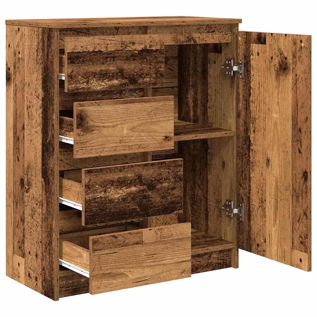 Berkfield Home Rustic Old Wood Sideboard with Drawers in Brown, W/D/H: 71 x 35 x 84 cm – 3