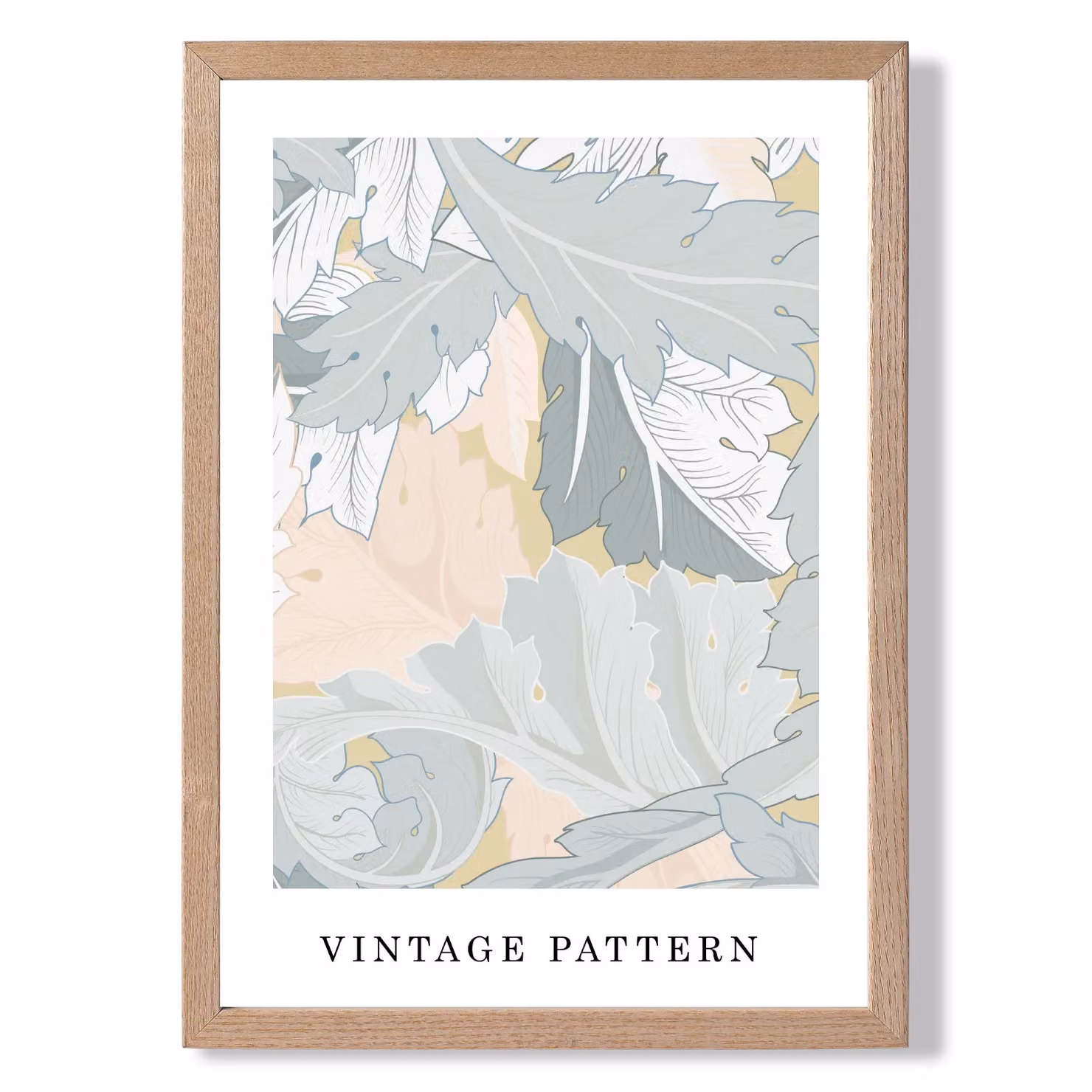 ARTZE William Morris Wreath Green and Peach Floral Art Print with Oak Frame, Size A2/A3 – 2