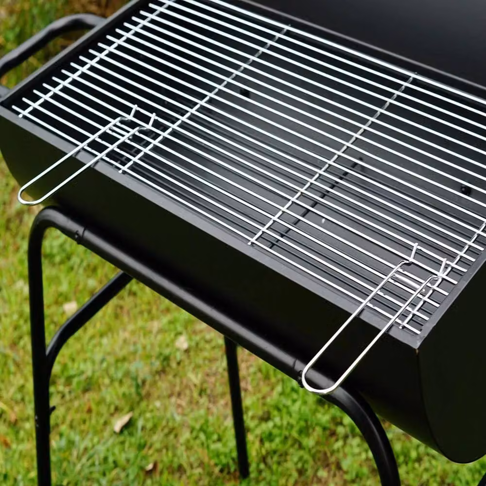 Havendro Black Steel Oil Drum Charcoal BBQ Grill with Warming Rack and Cart, W/D/H: 93 x 90 x 64.5 cm – 2