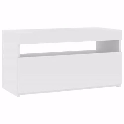vidaXL Modern White TV Cabinet with LED Lights W/D/H: 75 x 35 x 40 cm