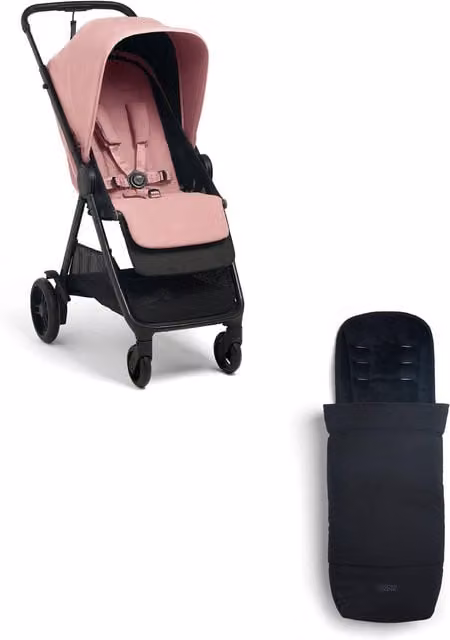 Mamas & Papas Libro Stroller Bundle with Footmuff in Peony Pink and Black