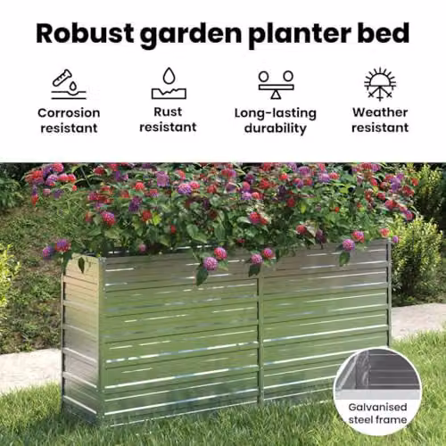 vidaXL Galvanised Steel Raised Garden Bed, Silver, W: 160 cm, D: 40 cm, H: 77 cm – 3