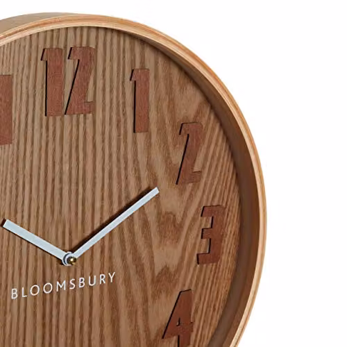 Premier Housewares Vitus Round Retro Wall Clock, Brown, Dia: 40 cm – 3