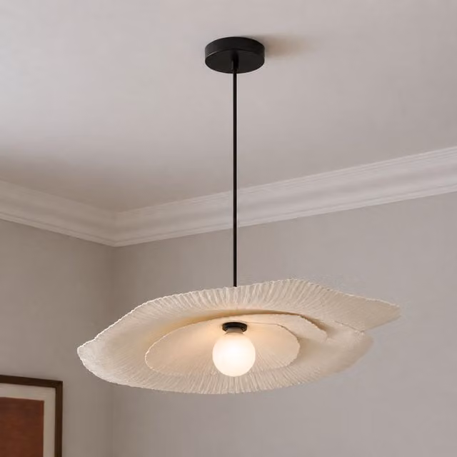 CGC Stefania Duo Two Layer Paper Wave Easy Fit Lampshade in White, W: 60 cm