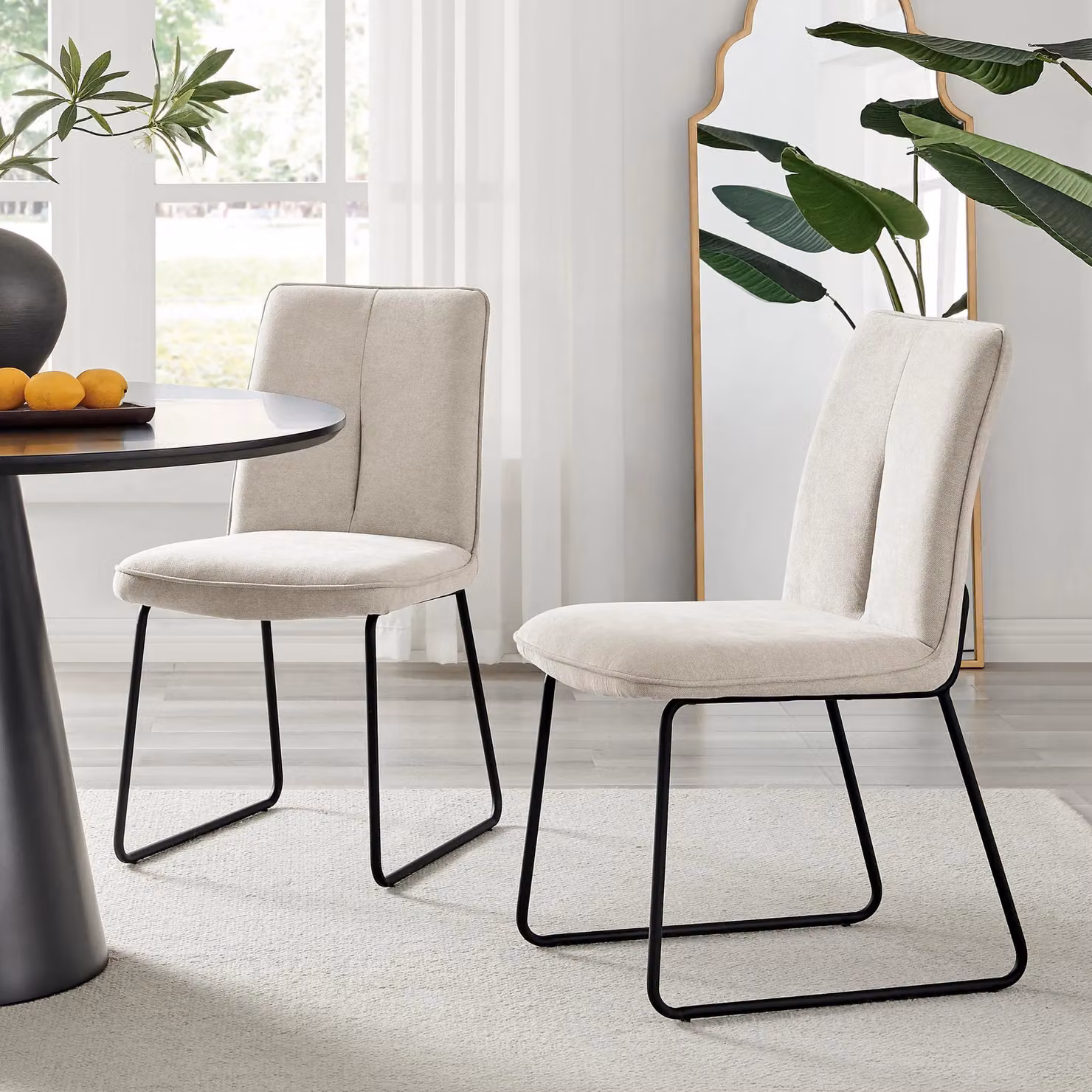 FurnitureboxUK Penrose Black Round Dining Table and 4 Halleyy Cream Chairs – 3