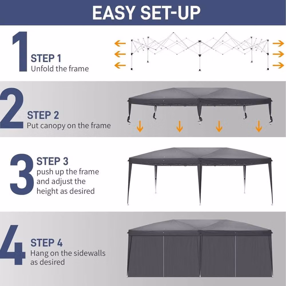 EONLION Waterproof Pop Up Gazebo Party Tent in Dark Grey – 3