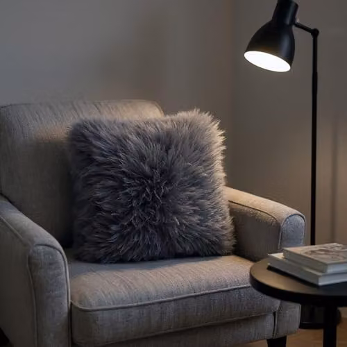 Infinity Leather Grey Genuine Sheepskin Single Sided Wool Cushion, W/D/H: 40 x 40 x 40 cm – 4