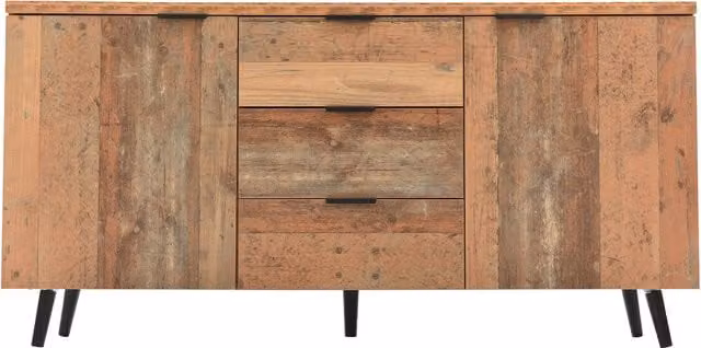 Home Touch Interior Rustic Brown and White Wooden Sideboard