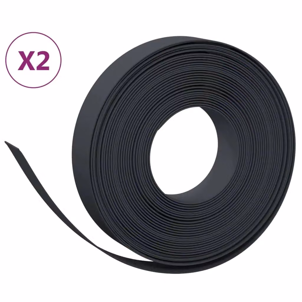 Berkfield Home Garden Edgings, 2 Pack, Black Polyethylene, 10 m Length, 10 cm Height – 2