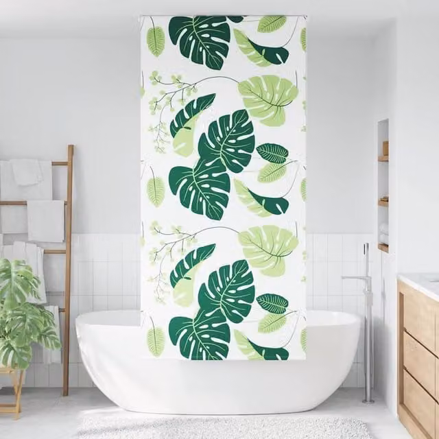 Berkfield Home Green Opaque Shower Roller Blind, W: 110 cm, H: 240 cm