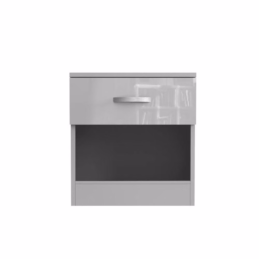 FLAVORA High Gloss Modern Bedside Table in Grey, W/D/H: 100 x 100 x 100 cm – 2