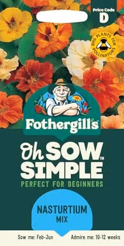 Mr Fothergill's Oh Sow Simple Nasturtium Mix Flower Seeds, Red, Orange and Yellow – 1
