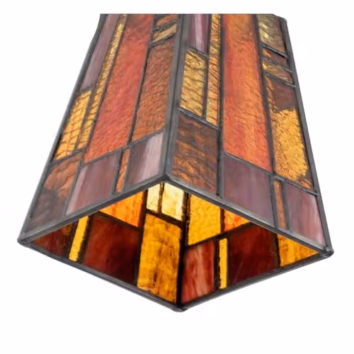 Happy Homewares Art Deco Rectangular Tiffany Stained Glass Pendant Light Shade in Orange and Multicolour, W: 13 cm, D: 10 cm, H: 10 cm – 4