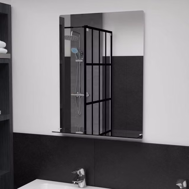 Berkfield Home Minimalist Rectangular Wall Mirror with Shelf in Silver, W: 50 cm, H: 70 cm – 1