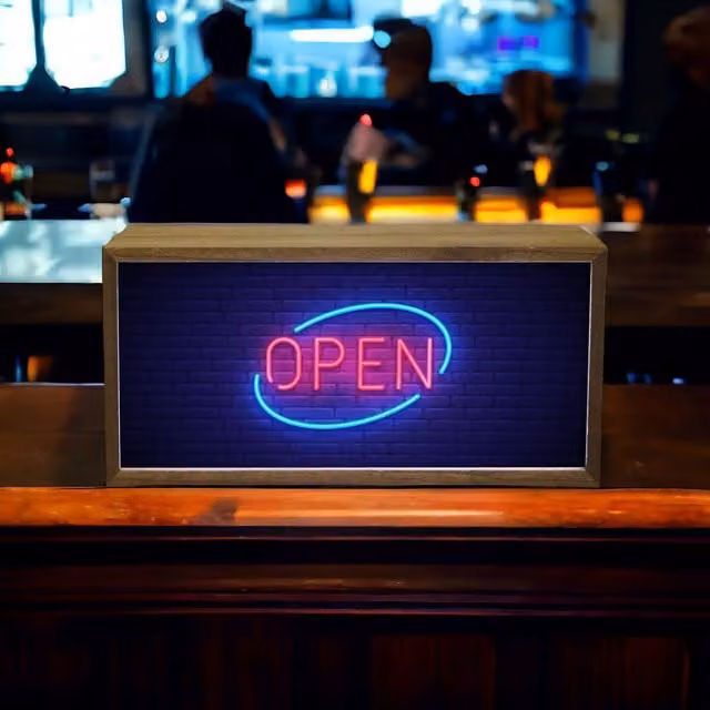Echo Three Retro LED Open Neon Sign Light Box in Brown
