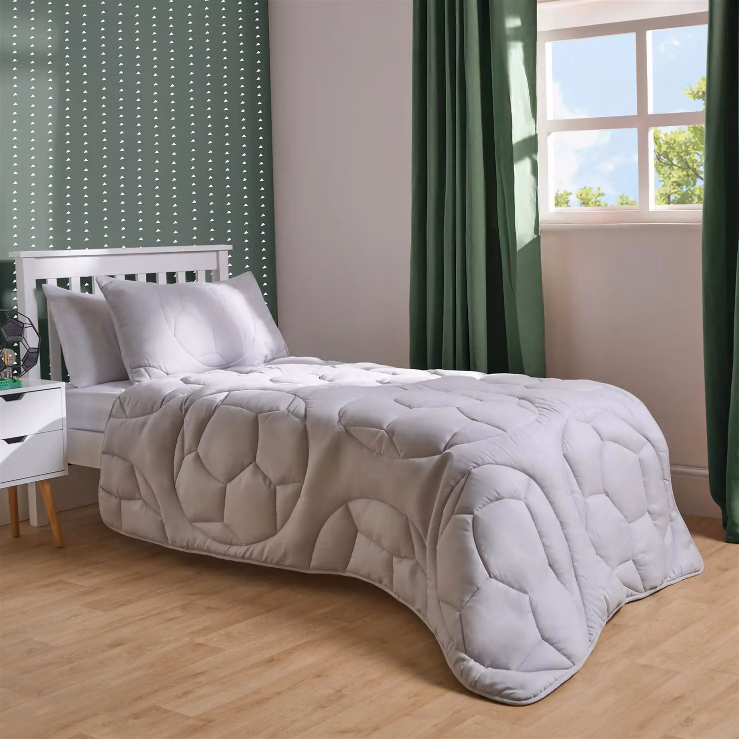 OHS Football Coverless Single Duvet and Pillowcase Set, 7.5 Tog, Grey, W/D/H: 135 x 200 cm – 2