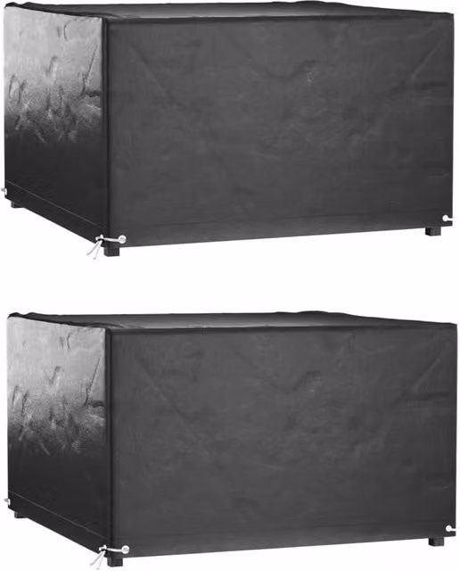 Berkfield Home Set of 2 Square Garden Furniture Covers in Black, W/D/H: 132 x 132 x 80 cm