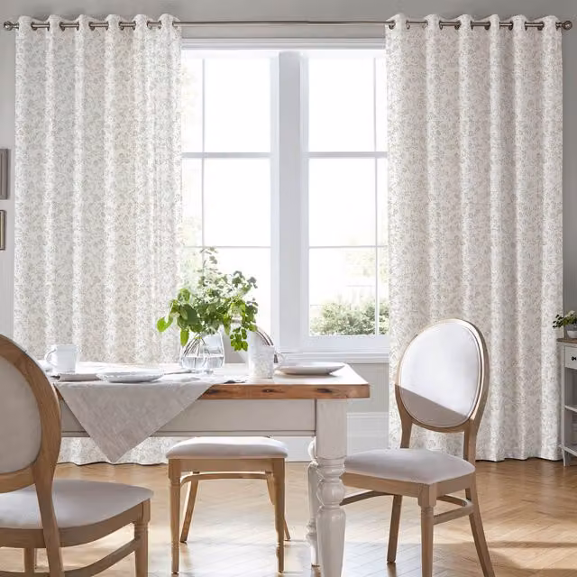 Laura Ashley Aria Made To Measure Blackout Eyelet Curtains in Dove Grey