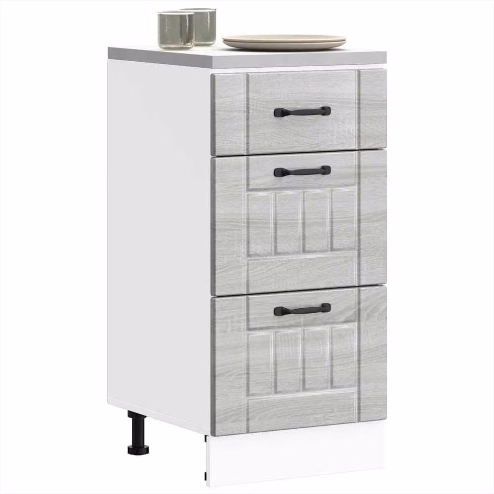 Berkfield Home Lucca Kitchen Base Cabinet in Grey Sonoma Engineered Wood, H 81.5 x W 46.0 x D 40.0 cm – 2