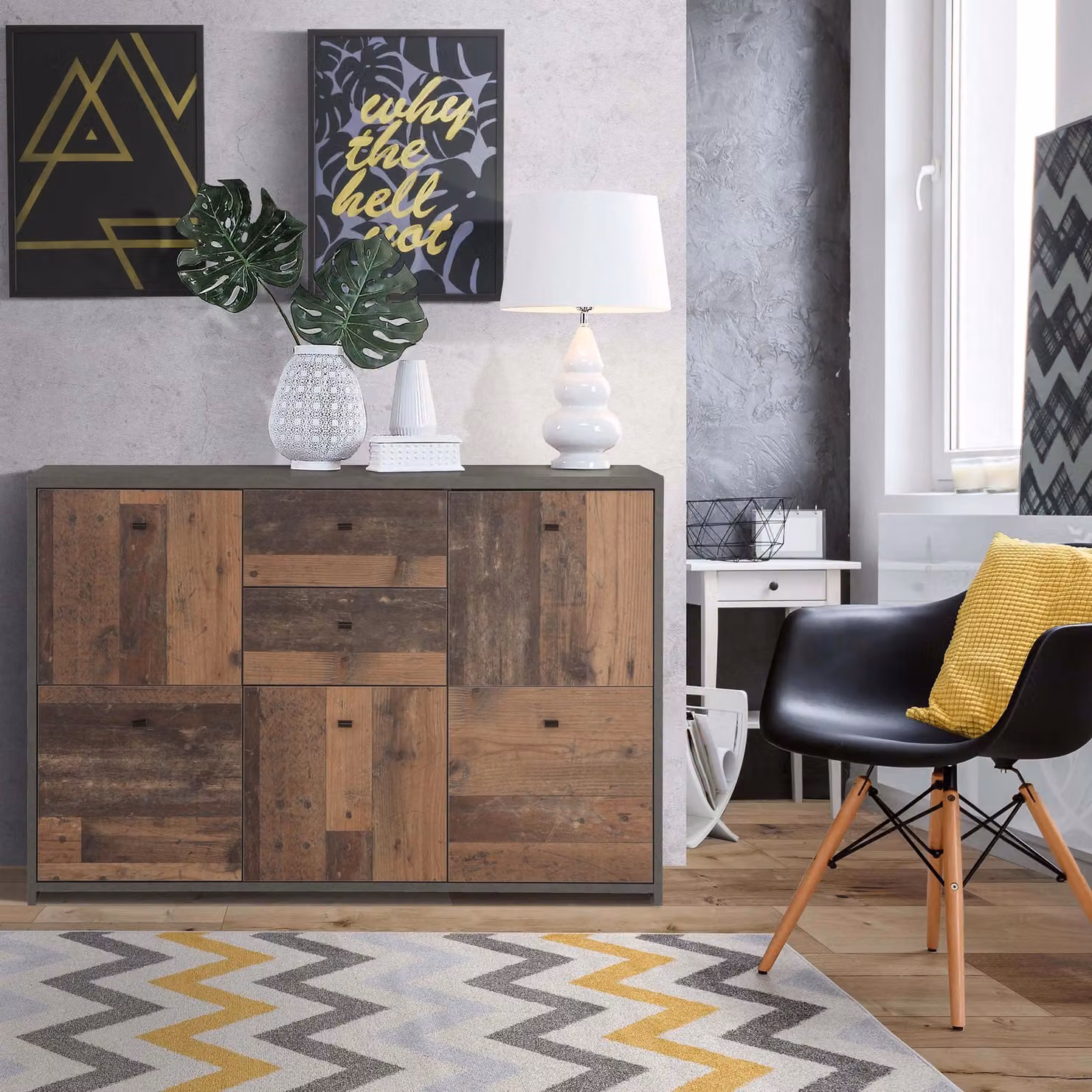 Furniture To Go Best Chest Storage Cabinet with 2 Drawers and 5 Doors in Dark Brown – 3