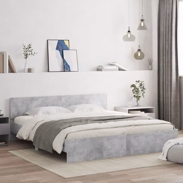 Berkfield Home Super King Bed Frame with Lift Up Base in Concrete Grey, 180 x 200 cm