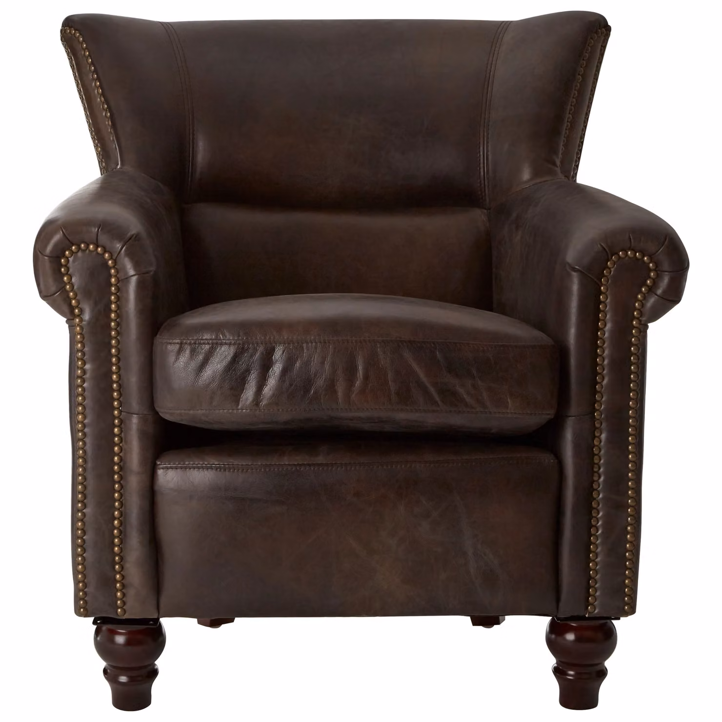 Orsina Dark Grey Scroll Armchair with Copper Studded Detail and Walnut Wooden Frame – 2