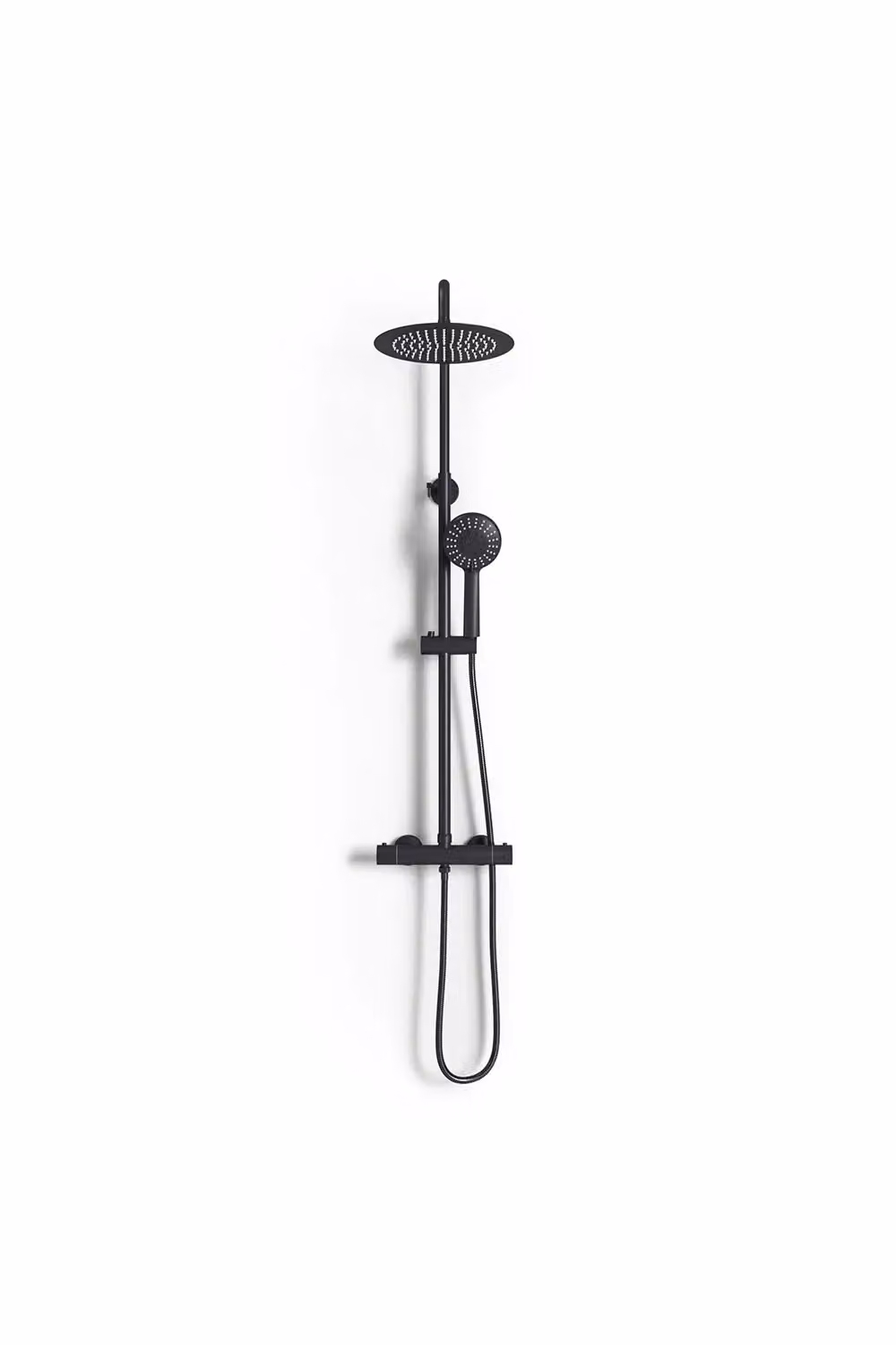Living and Home Stainless Steel Triple Function Wall Mounted Shower Faucet Set with Overhead and Hand Shower in Matt Black – 3