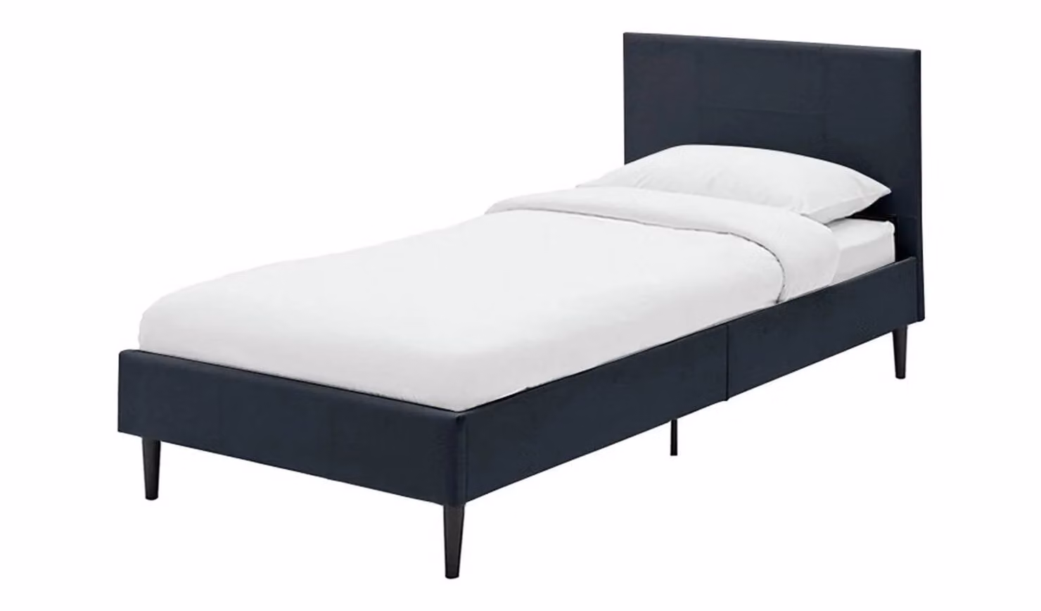 Skylar Upholstered Single Bed Frame in Black Modern Metal Design, 90 x 190 cm