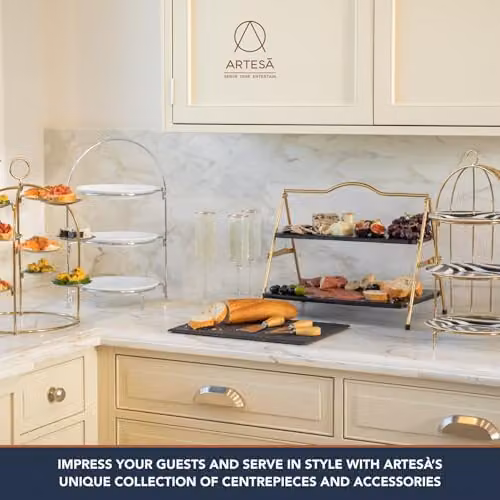 Artesa 2 Tier Metal Serving Stand in Gold and Black, W: 43.0 cm, D: 26.0 cm – 4