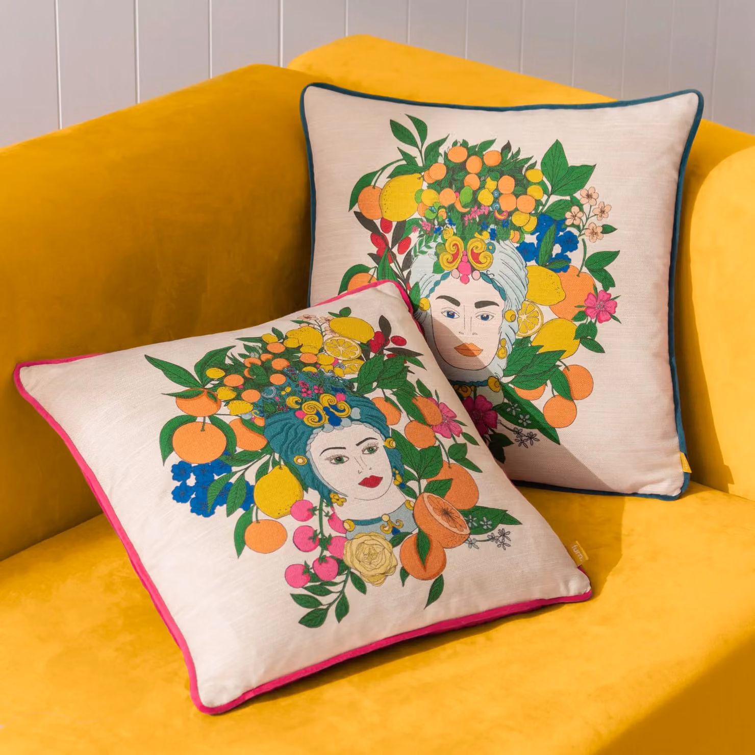 Riva Home Floral Square Velvet Cushion in Petrol and Multicolour, W/D/H: 43 x 43 x 43 cm – 5