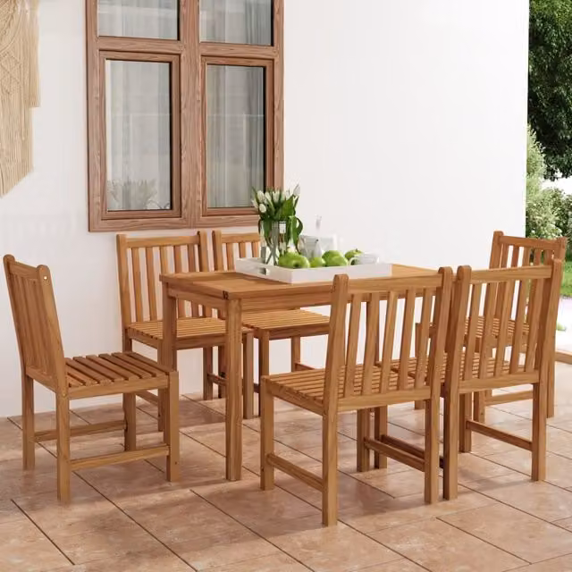 Berkfield Home 7 Piece Garden Dining Set in Brown Solid Teak Wood
