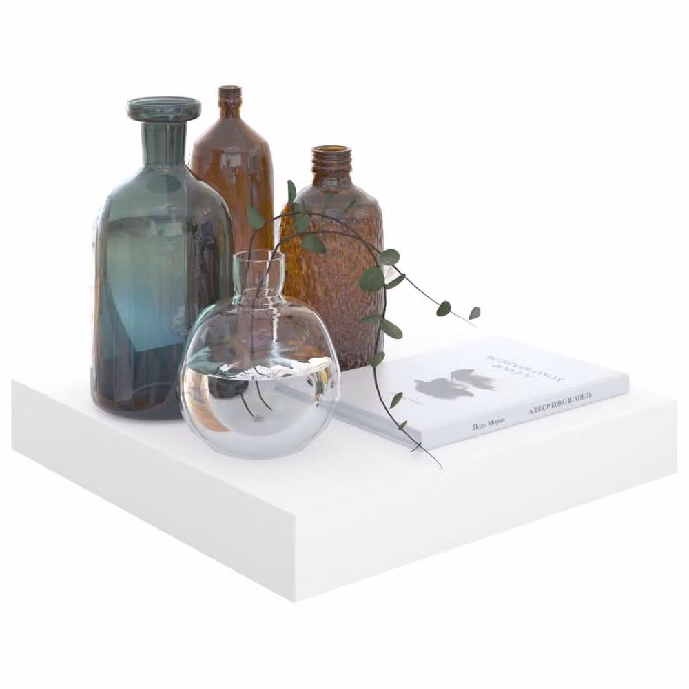 Berkfield Home Floating Wall Shelves, 4 Piece Set, High Gloss White, W/D/H: 23 x 23.5 x 4 cm – 2