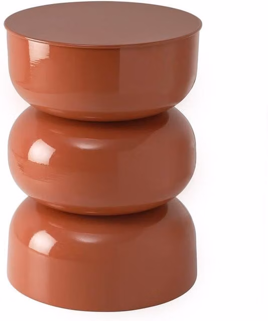 CALICOSY Ella Lacquered Metal Side Table in Terracotta, Height: 50 cm, W/D/H: 36 x 36 x 50 cm