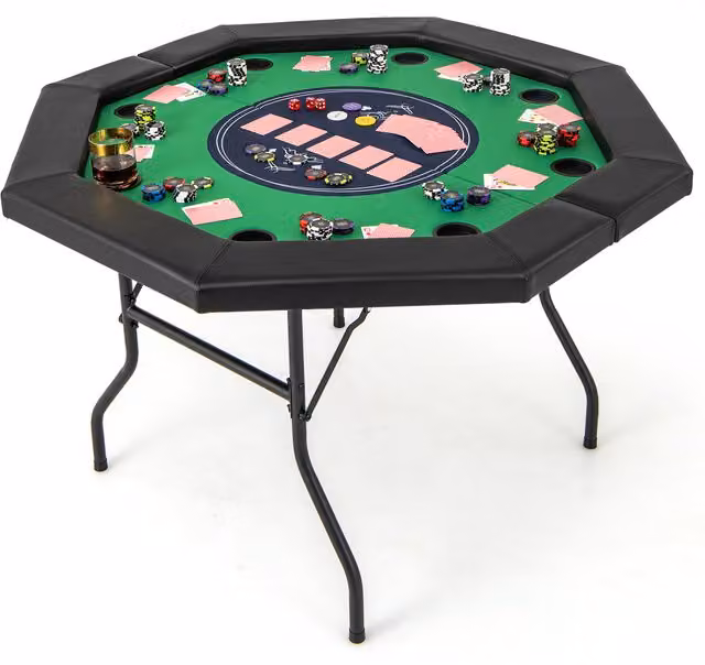 COSTWAY Casino Casual Table with Built-in Cup Holders, Green