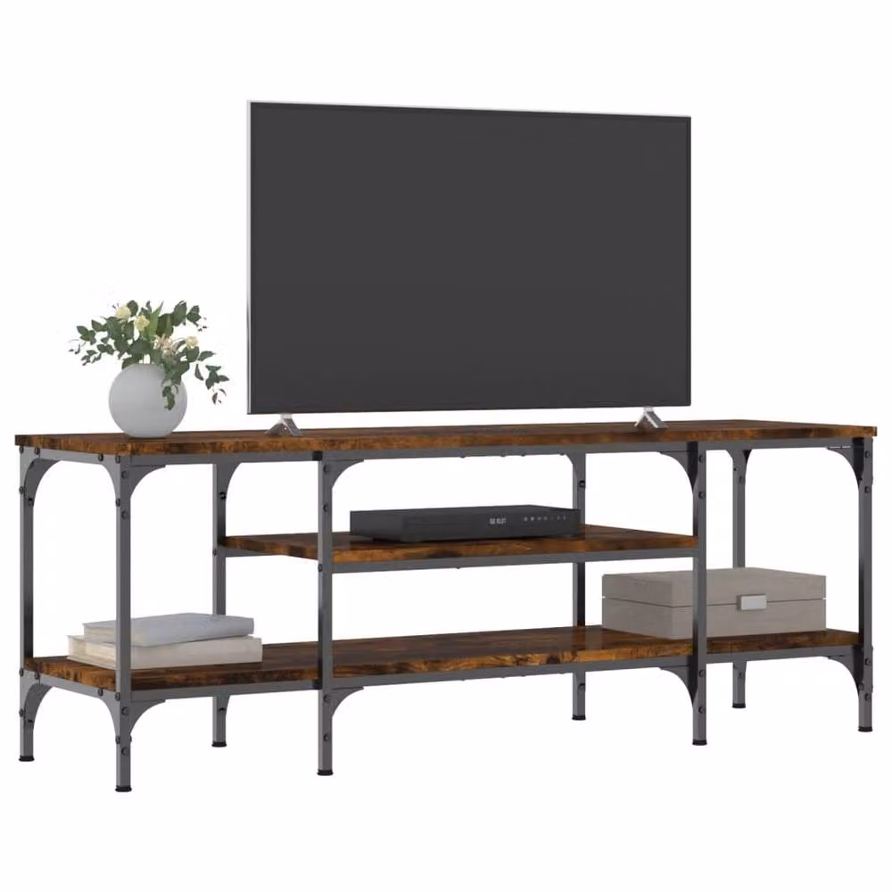 Berkfield Home Industrial TV Cabinet in Smoked Oak and Brown, W/D/H: 121 x 35 x 45 cm – 3